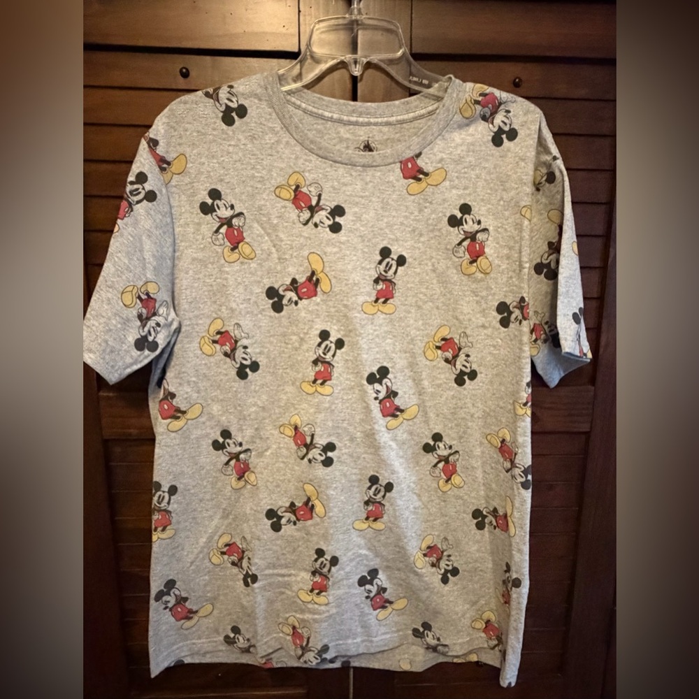 Disney Mickey Mouse Patterned Gray Tunic Length Tee